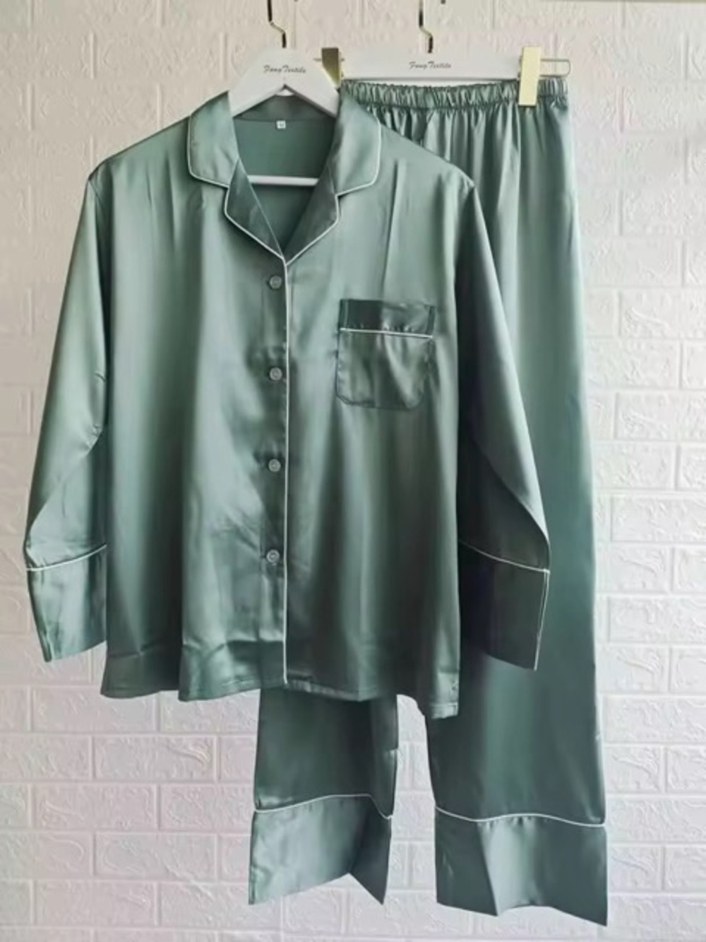 Silky Two-Piece Pajama Set - Sage Green